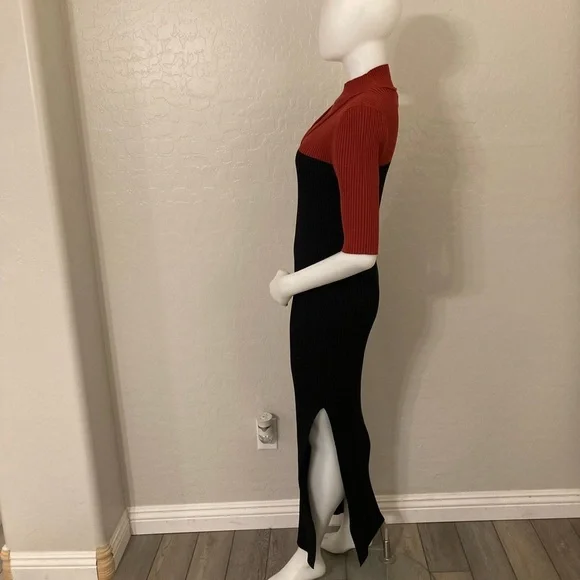 Marina Moscone Two Tone Mock Neck Sweater MIDI Dress XL - Picture 9 of 11